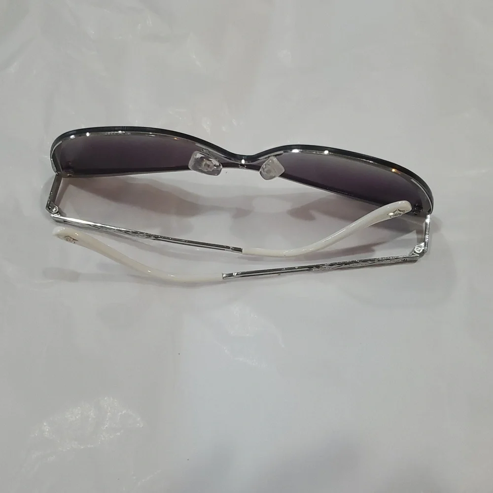 Jessica Simpson silver white frameless shield cat‎ eye gradient lens sunglasses